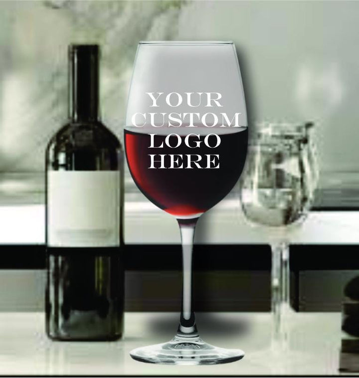 Bulk Your Logo Stemless Wine Glasses - Etched Company Logo - Personalized Corporate Gifts - Branded Wine Glasses - Barware Gifts - Glassware