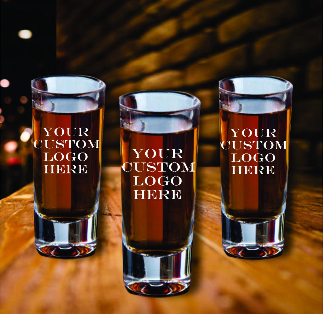 Bulk Your Logo Shot Glass - Engraved Company Logo - Business Logo Shot Glasses - Personalized Corporate Logo Gift - Branded Etched Glasses