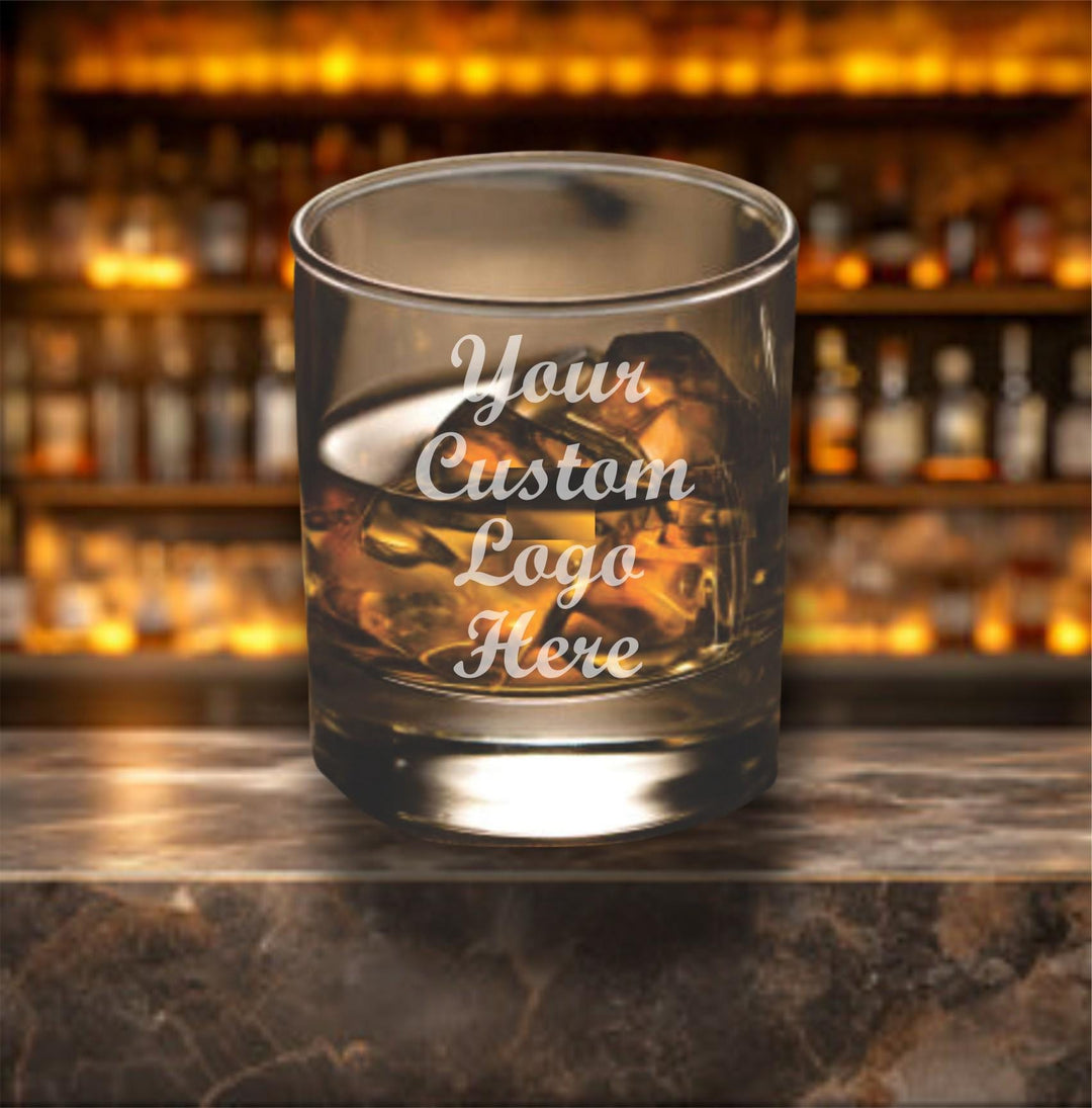 Bulk Logo Stemless Champagne Glass - Personalized Engraved Glasses, Corporate Gifts, Company Holiday Party, Business Branding, Bulk Orders