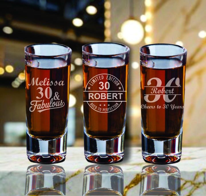 Aged to Perfection Whiskey Glass Favors – 30th Birthday Party Favor – Personalized Bourbon Glasses – Custom Engraved Scotch Glasses