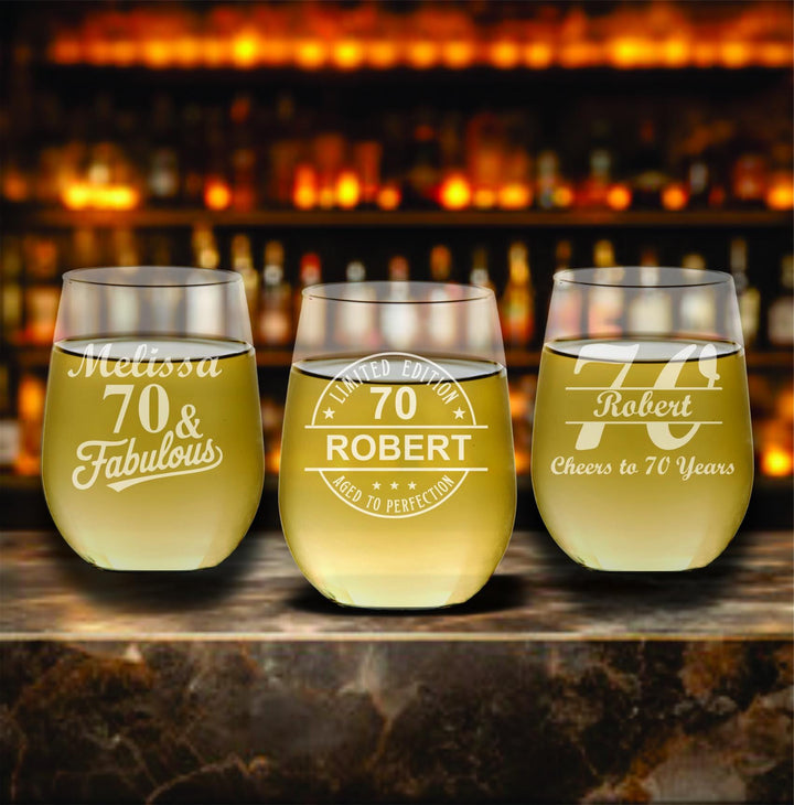 70th Birthday Beer Glass Party Favors, Aged to Perfection Pint Beer Glass, Personalized Birthday Party Favor- 12 pc Set