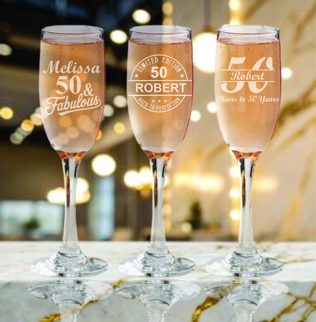 Aged to Perfection 50th Birthday Shot Glass Favors – Personalized Shot Glasses – 50th Party Favor – Custom Engraved- 12 pc Set