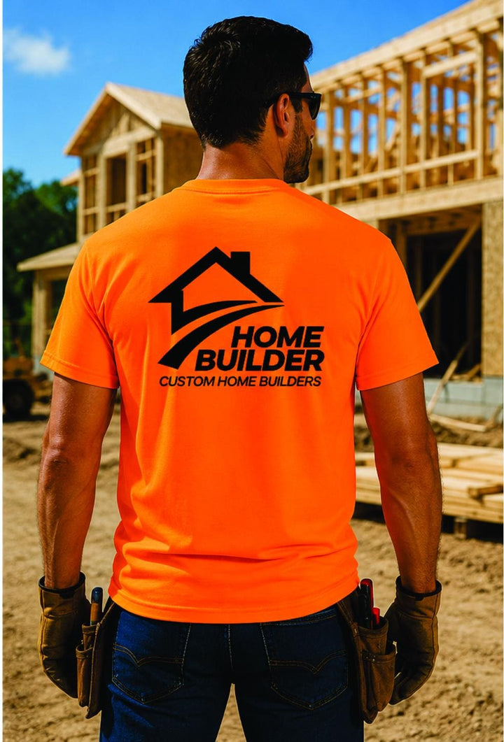Custom Electrician Company Logo Safety Shirts, Safety Green &amp; Orange Electrician Work Shirts, Custom Electrical Contractor T-Shirts