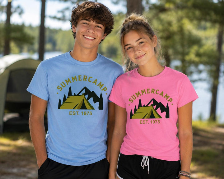 Custom Camp T-Shirts Apparel, Screen Printed Logo Shirts for Summer Camps, Sports Camps &amp; Church Camps, Camp Uniforms in Many Colors