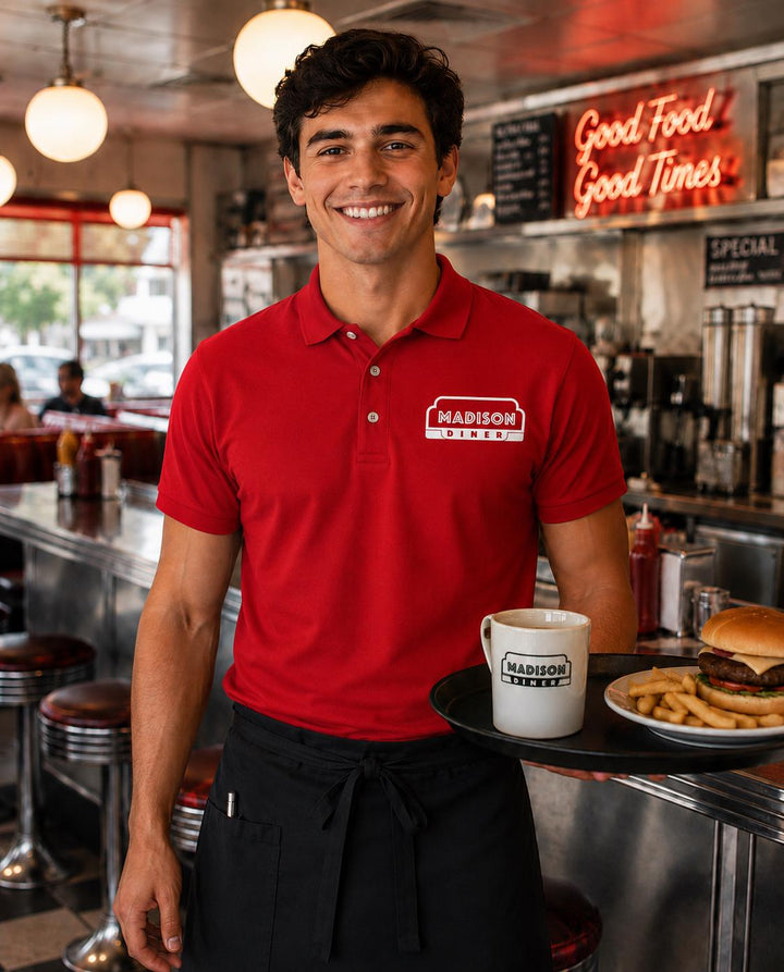 Plumbing Contractor Polo Shirts, Company Logo Plumber Polos, Contractor Work Uniform Shirts, Custom Business Apparel
