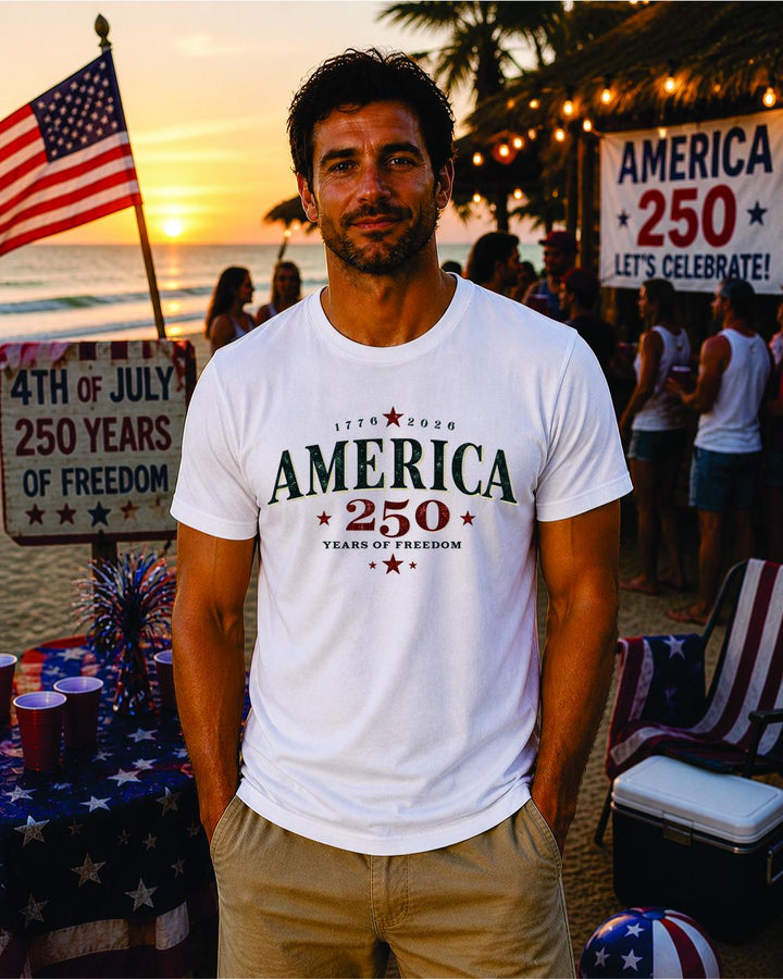 America 250th Anniversary T-Shirt, 250 Years of Freedom Tee, Patriotic 4th July Shirt, 1776-2026 USA Birthday T-Shirts, Unisex Men and Women