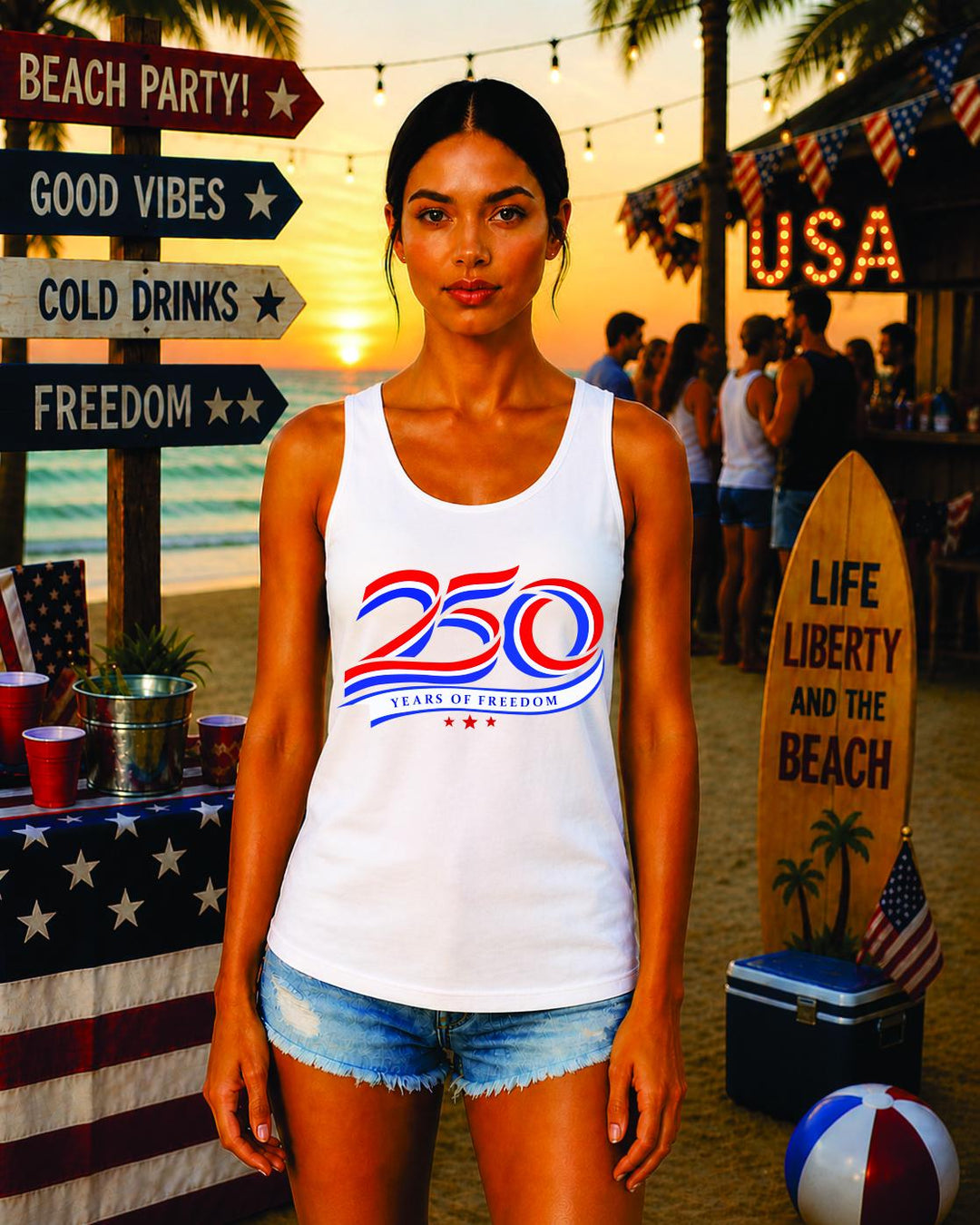 We The People Women’s Racerback Tank Top, America 250 Patriotic Tank, 1776 2026 Freedom Tank, Fourth of July USA Beach Tank Top