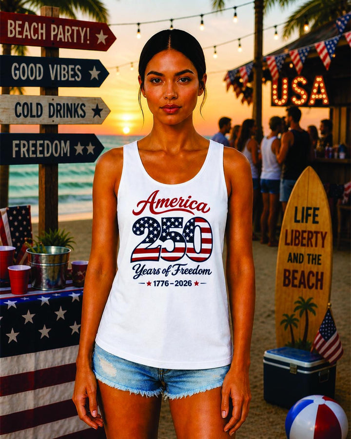 We The People Women’s Racerback Tank Top, America 250 Patriotic Tank, 1776 2026 Freedom Tank, Fourth of July USA Beach Tank Top
