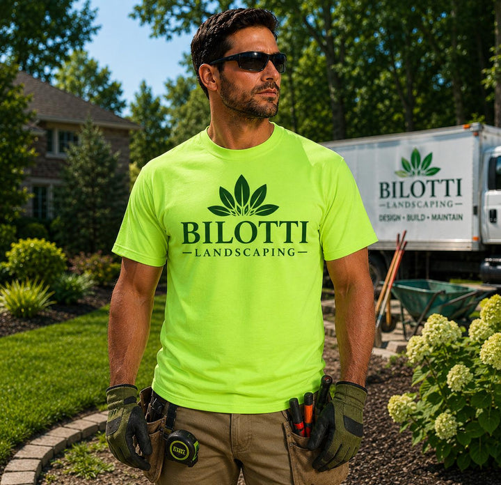 Plumber Company Logo T-Shirts, Safety Green &amp; Orange Plumbing Work Shirts, Plumbing Contractor Uniform Apparel
