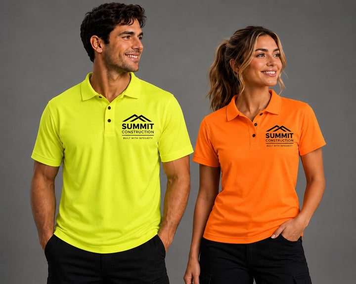 Custom Electrician &amp; HVAC Polo Shirts, Electrical Contractor Company Logo Polos, HVAC Technician Uniform Shirts, Professional Trade Apparel