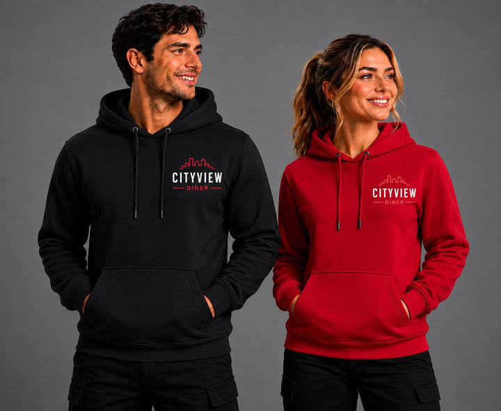 Custom Restaurant Staff Hoodies &amp; Sweatshirts, Waiter and Waitress Uniform Apparel, Diner, Catering or Coffee Shop Logo Workwear
