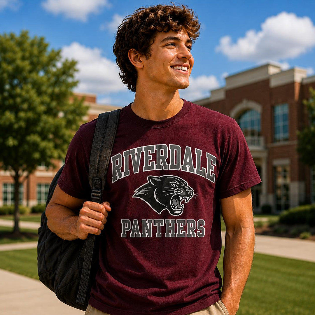 Custom School Spirit T-Shirt, Screen Printed Mascot Logo Apparel