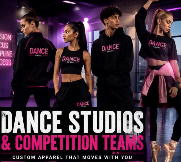 Personalized Dance Team Shirts, Custom Competition Dance T-Shirts, Studio Logo Apparel, Dance School Spirit Wear