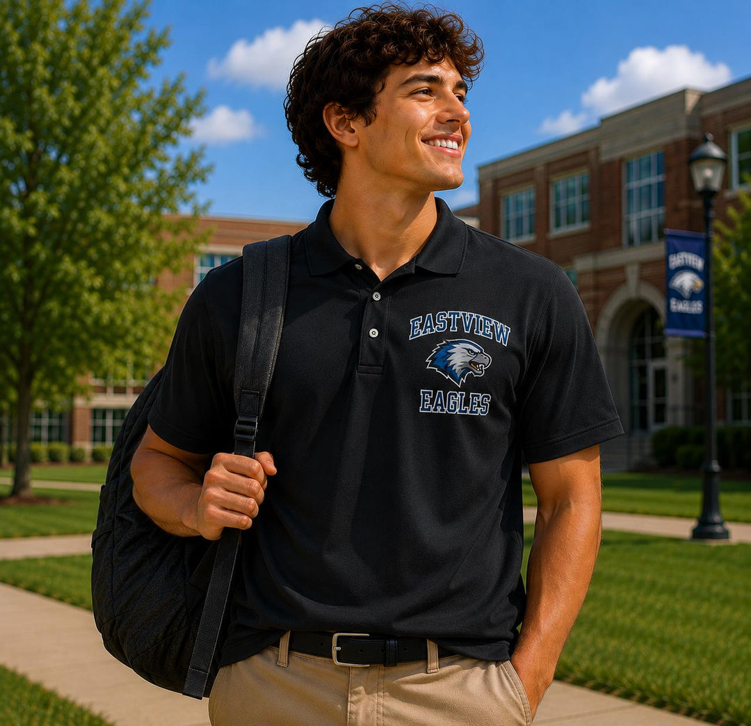 Custom Sports Team Polo Shirts, School Spirit Staff Polos, Coach &amp; Team Apparel, Personalized School Logo Sports Uniform Shirts