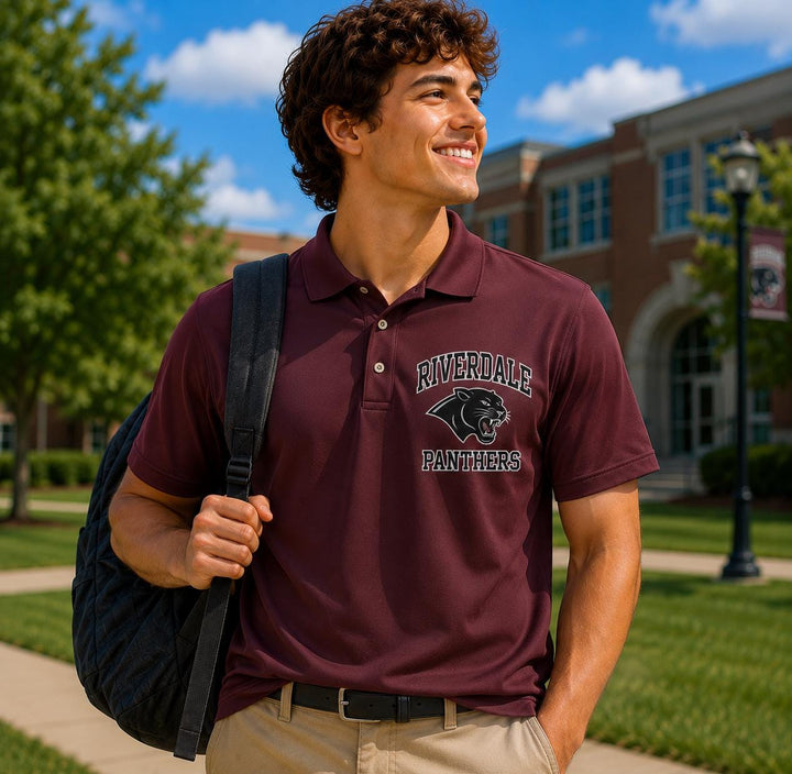 Custom Sports Team Polo Shirts, School Spirit Staff Polos, Coach &amp; Team Apparel, Personalized School Logo Sports Uniform Shirts