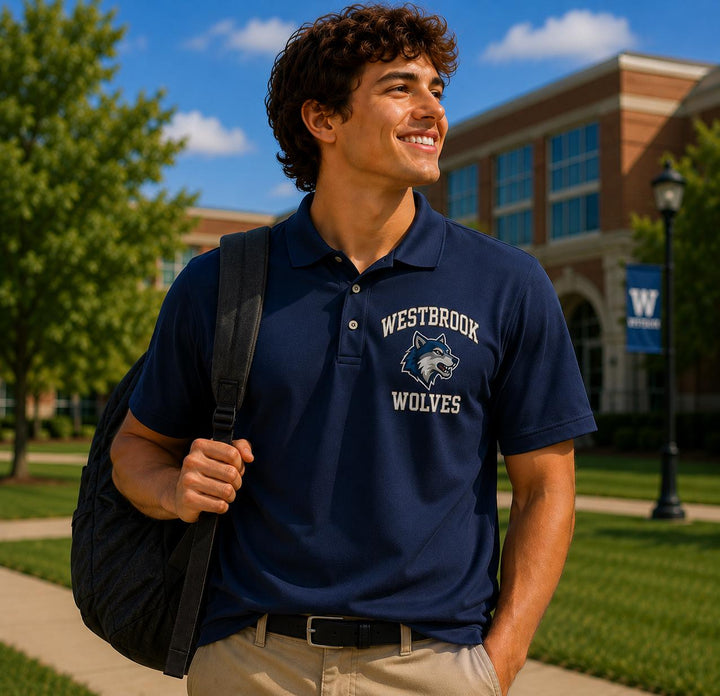 Custom Sports Team Polo Shirts, School Spirit Staff Polos, Coach &amp; Team Apparel, Personalized School Logo Sports Uniform Shirts